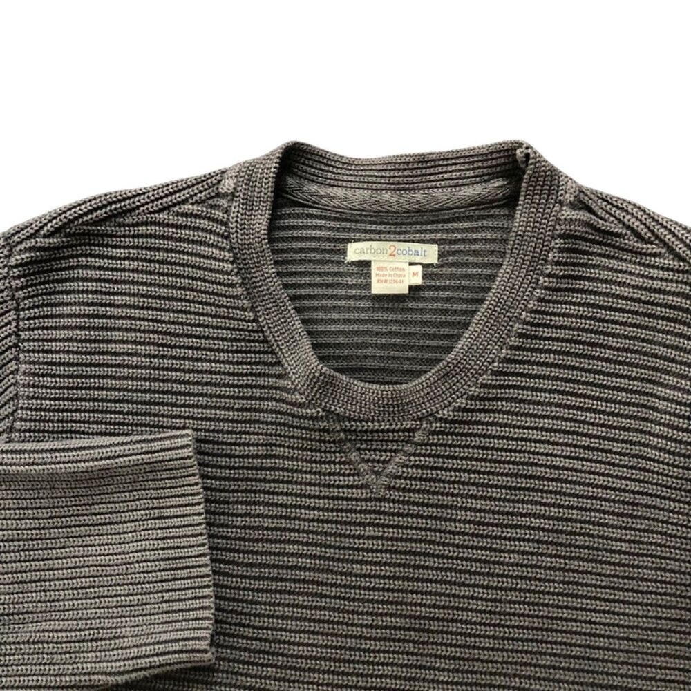 Carbon 2 Cobalt Sweater Crewneck Mens Rib Knit Gray Pullover Heavy M